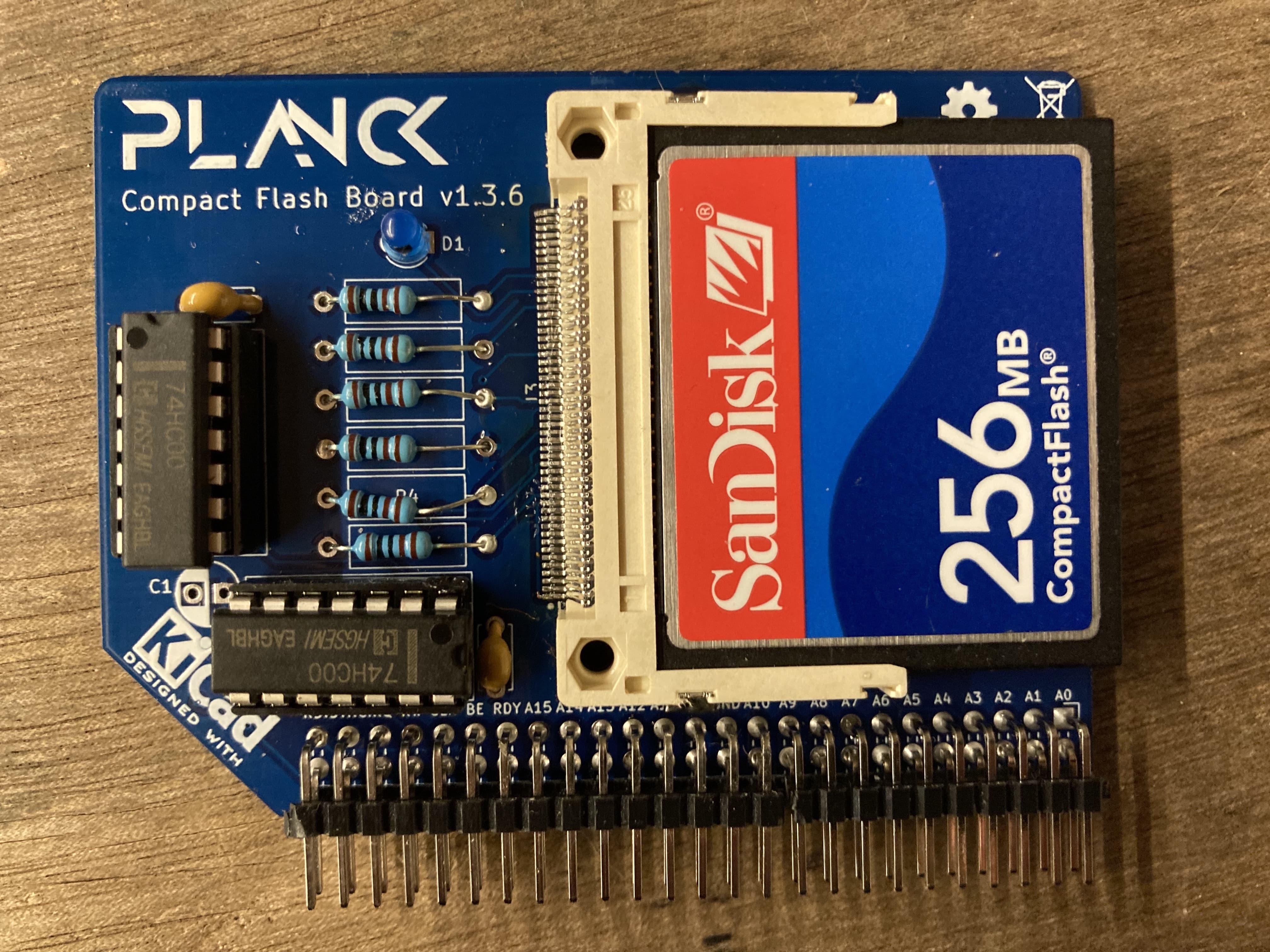 Top view of the CompactFlash board